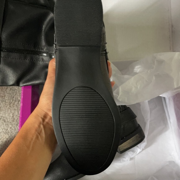 Rampage Knee-High Double Buckle Black Boots - Picture 5 of 6